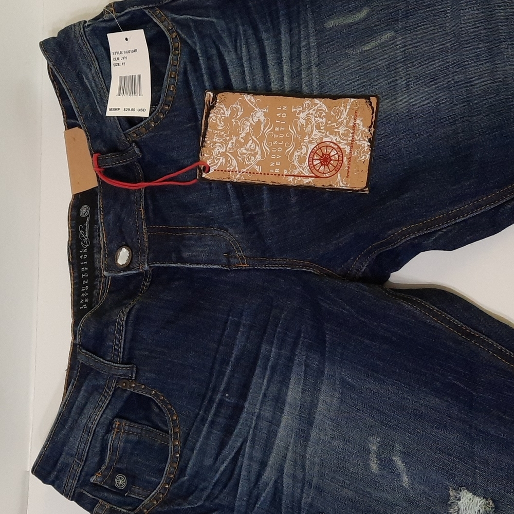 NWT INDUSTRIAL REVOLUTION  Straight leg denim blue jeans SZ 15